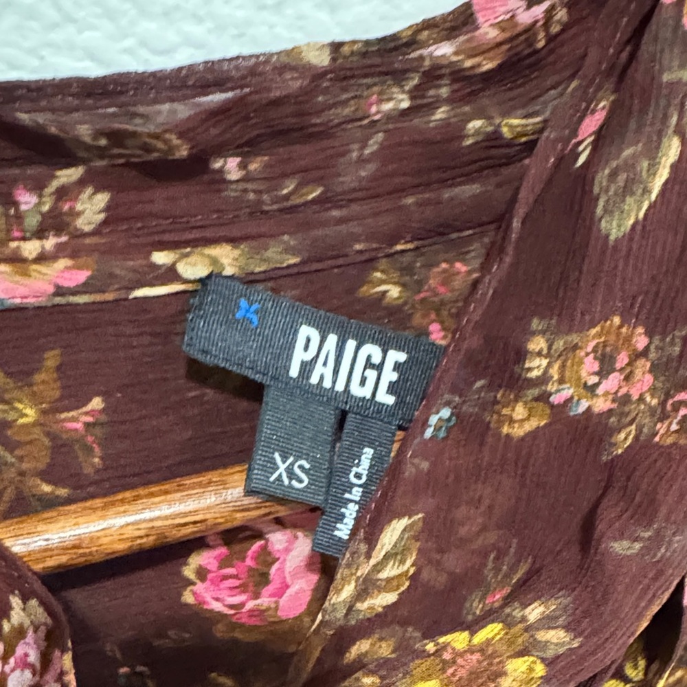 PAIGE Clemency Floral Silk Top in Rosewood Multi, xs - Picture 2 of 12